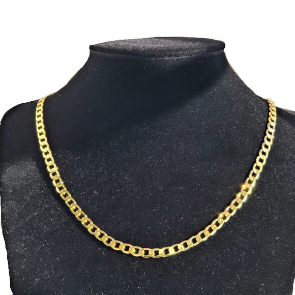 Mens 18K Gold Cuban Chain Link Necklace 22" Guys Silver Stamped Jewelry 22 inch - Picture 2 of 9